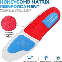 Semelles de sport confortables à forte absorption des chocs, avec coussinet en gel souple massant concave-convexe, en tissu respirant et lavable, vente en gros, MOQ 1