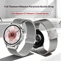 Compatible avec les montres Galaxy Watch 7, 8, 9, GT7/GT6/Watch 4 Pro, bracelet en maille milanaise en titane de 22 mm avec boucle à fermoir parachute.