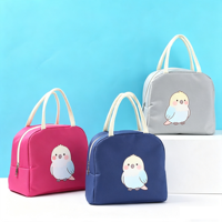 Tas Makan Siang Bento Terisolasi Genggam dengan Ritsleting, Bahan Poliester Tebal, Tempat Penyimpanan Makanan untuk Siswa Sekolah Dasar