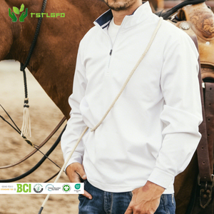 T-shirt d'été décontracté à manches courtes pour homme, personnalisable avec logo, en bambou durable, respirant, séchage rapide, demi-zip, idéal pour l'équitation et les activités de plein air - Product Image 1