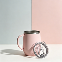 Gobelet isotherme en acier inoxydable de 12 oz, forme d'œuf, tasse à vin isolée à double paroi avec poignée