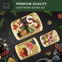3 buah set papan potong kayu bambu, tiga buah papan potong meja dapur rumah tangga