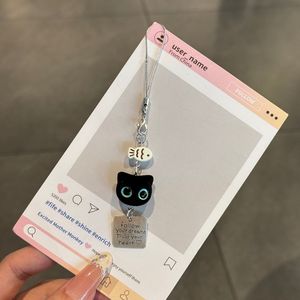 Lindo Colgante de Gato Negro Flocado con Cuentas de Pez y Frase Inspiradora, Accesorio para Llavero, Ideal para Amantes de los Gatos - Product Image 6