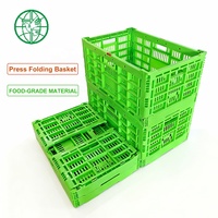 Caisse de rangement pliable, panier de rangement, boîte en plastique pliable, conteneur pliable en HDPE, matériau écologique, pliage par bouton-poussoir