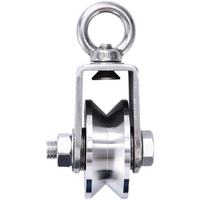 Poulie fixe en acier inoxydable 304 avec anneau de levage et câble métallique, roue de levage à gorge de câble de type HUV pour rail de roulement
