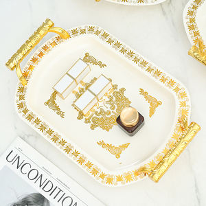 Juego <span class=keywords><strong>de</strong></span> 3 Bandejas para Frutos Secos <span class=keywords><strong>de</strong></span> Lujo Ligero con Borde Dorado Blanco para Sala <span class=keywords><strong>de</strong></span> Estar, Mesa <span class=keywords><strong>de</strong></span> Centro - Product Image 6