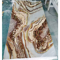 Panneau mural en feuille de marbre PVC à revêtement UV Panneau mural moderne en PVC doré ignifuge de qualité