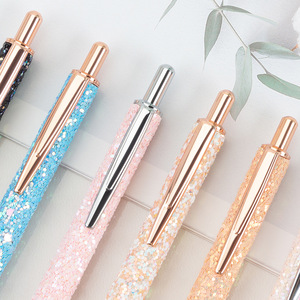 Custom Metal Ballpoint Pen Retractable Fancy <b>Pink</b> Glitter Rose Gold Finish Logo Engraving Black/Blue Ink-Promotional Gift Pen - Product Image 2