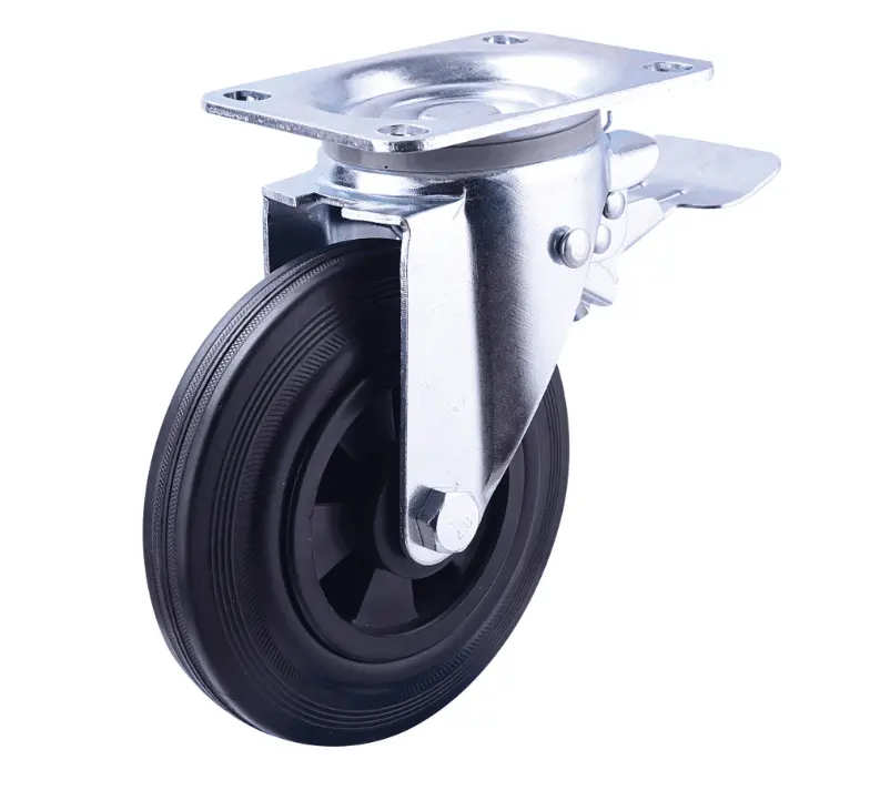 custom rubber caster wheels rotating gray waste bin waste cart 5inch