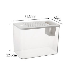 Pecera de escritorio PET ligera, acuario pequeño de 1-3 galones para Betta con <span class=keywords><strong>boca</strong></span> ancha, fácil limpieza y decoración de bajo mantenimiento - Product Image 2