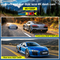 Mini Caméra de Voiture Wi-Fi GPS 4K Double Lentille Avant et Arrière, Caméra Embarquée 4K Wi-Fi GPS à Double Objectif