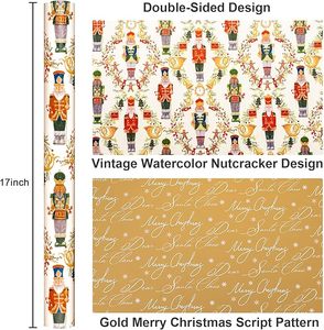 Papel de Embalaje de Papel Couché con Patrón de Cinta Conmemorativa de Hombre de Jengibre Cascanueces Dorado para Uso Diario - Product Image 2