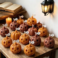 Lilin Aroma Labu Hantu Halloween Premium, Lilin Dekoratif Campuran Lilin Kedelai Buatan Tangan untuk Hadiah Liburan & Dekorasi Rumah