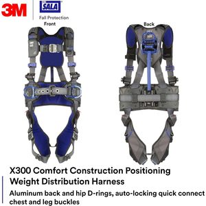 3M Comfort Construction Weight Distribution Positioning Safety Harness Steel D-ring Adjustable Length Quick <b>Connect</b> 1200 Kg - Product Image 2