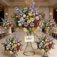 Fleur artificielle réaliste de haute qualité en soie mélangée, boule de fleurs pour décoration de table de mariage, centre de table, plante artificielle colorée