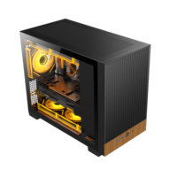 Ruix Matrix Mesh Panel Mid-Tower Wooden Gaming PC Case Left Side Tempered Glass Novelty & Fashion MicroATX Desktop Computer Case