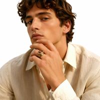 Bague en laiton de style ottoman pour homme, bijoux personnalisés, plaqué or rhodié, modèle de bijoux de mode pour homme