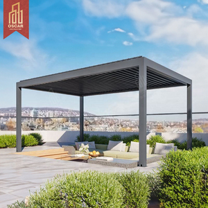 Oscar Marca <span class=keywords><strong>4x3</strong></span> Aluminio Eléctrico A prueba de lluvia Parasol Gazebo Toldos de metal para exteriores Kit Persianas de <span class=keywords><strong>Techo</strong></span> Retráctil Pérgolas - Product Image 1