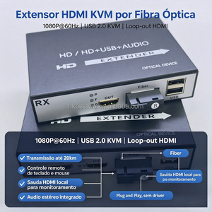 ตัวขยายสัญญาณ HDMI KVM แบบไฟเบอร์ 20 กม. 1080P@60Hz พร้อมพอร์ต Loop-out HDMI และ USB2.0 สำหรับคีย์บอร์ดและเมาส์ ใช้ไฟเบอร์ SC เส้นเดียว สำหรับส่งและรับสัญญาณ HDMI - Product Image 2