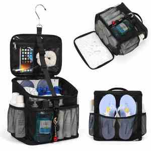 Bolsa de ducha portátil de malla para maquillaje, para baño, gimnasio, viajes, camping - Organizador colgante de secado rápido para artículos de aseo - Product Image 3