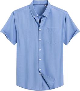 Của nam giới ngắn tay áo oxford Áo sơ mi nút xuống cổ áo của nam giới cotton oxford Áo Sơ Mi Ngắn Tay Áo kinh doanh thường cộng với kích thước của áo sơ mi nam - Product Image 2