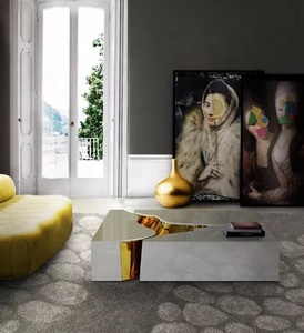 Mesa de <span class=keywords><strong>centro</strong></span> de acero inoxidable con diseño dorado para el hogar, mueble moderno nórdico de lujo con troncos y raíces de árbol para sala de estar - Product Image 3