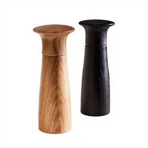 Juego de Molinillos de Sal y Pimienta de Cerámica y Madera de Acacia, Ecológicos, Manuales, Ajustables, Hexagonales, Recargables, para Cocina - Product Image 5