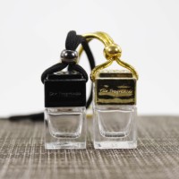 Diffuseurs de parfum pour voiture en verre transparent de forme carrée avec logo personnalisé, 5 ml, 10 ml, 15 ml, imprimés à l'écran, avec bouchon à vis