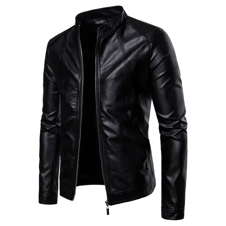 Free shipping Men's Classic Biker Jacket Motorcycle Pu Faux Leather bomber Jacket For Mens Blazer Slim Fit Leather Coat