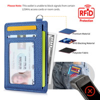 Porte-cartes RFID anti-électronique personnalisé en similicuir grainé, fin et minimaliste, pour homme et femme, à insérer dans la poche avant