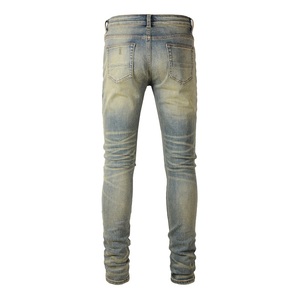 <span class=keywords><strong>Jeans</strong></span> Vintage Blu da <span class=keywords><strong>Uomo</strong></span> in Offerta Speciale, Vestibilità Slim, con Patch Rossa, Effetto Usurato e Danneggiato, Bottoni, Lavaggio Stonewashed, per l'Inverno, Stile <span class=keywords><strong>Boyfriend</strong></span> - Product Image 3