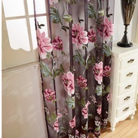 Rideau en voile transparent à motif de roses prédécoupées, style moderne, 100% polyester, toutes saisons, pour chambre à coucher