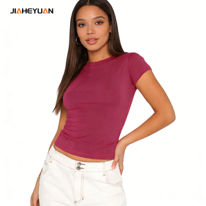 Wholesale Custom Logo Women's T-<strong>shirts</strong> Summer Soft <strong>Tee</strong> Crop Top Ladies Plain Sexy Fitted Thin Blank <strong>Shirt</strong> for Women Streetwear - Product Image 1