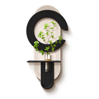 Décoration murale suspendue grand format en grès 3D style moderne, motif nature morte, plante verte simulée, pour entrée