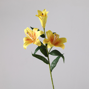 Cao cấp mới 3D nhỏ Lily mô phỏng hoa ánh sáng sang trọng trang trí nhà 3 đầu Lily trang trí đám cưới hoa nghệ thuật - Product Image 3