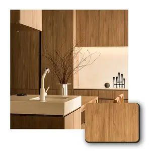 Pannello da parete con decorazione interna personalizzata in fibra di legno impiallacciatura di bambù pannello da parete WPC con venature del legno naturale
