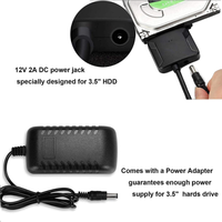 Adaptador de Disco Duro USB 3.0 a SATA de 15 Pines, 3.5 Pulgadas, Negro, con Cable SATA para HDD/SSD y Fuente de Alimentación