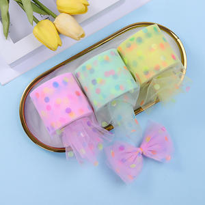 Ruban en tulle tissé écologique Wevecrafts de 6 cm pour accessoires de mode, bobine de tulle organza, motif de points et d'étoiles - Product Image 4