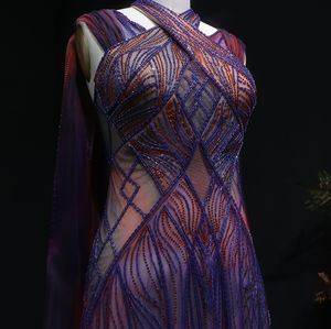 Sharon Said SS297 Luxuriöses Perlenbesetztes Meerjungfrau-Abendkleid mit Cape-Ärmeln und Neckholder-Kreuz für Damen – Perfekt für Partys und Abschlussbälle - Product Image 2