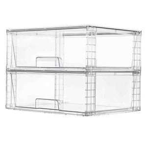 Clear Large <b>Stackable</b> Bathroom Closet Undersink Organizers Plastic Storage <b>Bins</b> Storage Drawers for Cabinet - Product Image 1