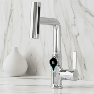 Robinet mélangeur moderne chromé NES-CI47, best-seller, rotatif à 360°, avec affichage numérique LED de la température, pour lavabo de salle de bain - Product Image 4