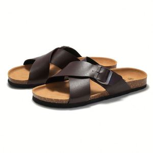 Nouvelles pantoufles d'extérieur en EVA avec doublure en cuir, respirantes, semelle antidérapante, confortables, semelle souple - Product Image 2