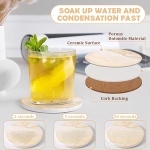 Marble Style Ceramic Coasters Set Absorbent Cup Coasters With Metal Holder Stone Mat for Kitchen Tabletop Protection Home Decor - Product Image 2