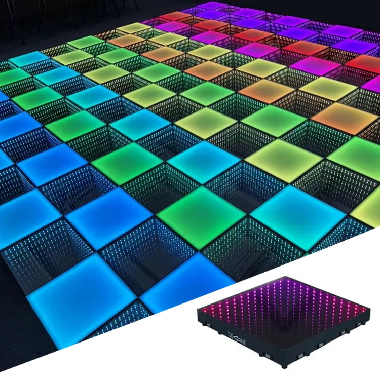 Tempered Glass wireless magnetic panel for event wedding disco dj stage 3d interactive led dance floor