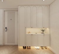 Mueble zapatero moderno personalizable de madera con acabado en paja, elegante mueble para guardar zapatos, para uso doméstico.