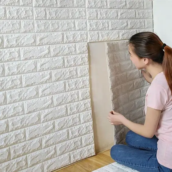 Pe Foam Self-Adhesive Wallpaper Sticker Faux Brick Panels Wall Decorations Sticker For Home 3D Wall Paper