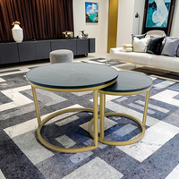 Table basse ronde de luxe moderne avec pied en acier inoxydable doré et dessus en verre convertible assemblage facile pour le salon