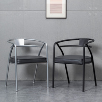 Chaise de salle à manger moderne en bois massif et fer forgé de style américain, coussin souple, dossier pour usage domestique, loisirs, thé au lait, boutiques d'extérieur