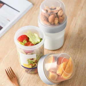 Boîte alimentaire portable en plastique scellée multi-usage, double couche, pour yaourt, salade, fruits, conservation des aliments frais - Product Image 6