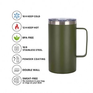 Custom logo 24oz Vacuum 304 Stainless Steel <b>Insulated</b> Camping Tumbler Cup Large Capacity Portable Travel Coffee <b>Mug</b> with Handle - Product Image 5